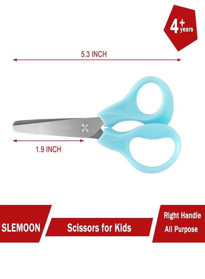SLEMOON 5" Small School Student Blunt Kids Craft Scissors, Sharp Stainless Steel Blades Safety Comfort Grip for Toddler Preschool Children Cutting Paper, 3 Pack,blue - Image 3